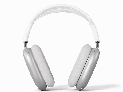 White Over Ear Headphones Audio With Silver Ear Cups And White Headband Comfortable Listening Experience 3d model