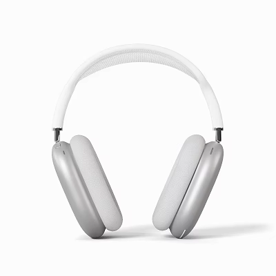 White Over Ear Headphones Audio With Silver Ear Cups And White Headband Comfortable Listening Experience 3d model