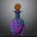 Decorative Bottle With Orange Top And Blue Purple Gradient Body And Green Spiral Decor
