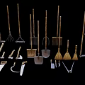 Essential Garden Tools Collection with Rakes Shovels Hoes Brooms and Shears