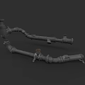 Industrial Metal Plumbing Pipes With Connecting Fittings And Elbow Joints