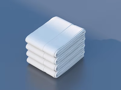 Soft White Stacked Towels Essential Household Items For Daily Bathroom Use 3d model
