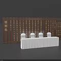 Event Check-in Area With Wooden Signs And White Reception Desk Setup