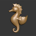 Decorative Golden Seahorse Sculpture With Detailed Fins And Curled Tail