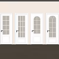 White Swing Doors Featuring Glass Panels And Various Arch Designs 3d model