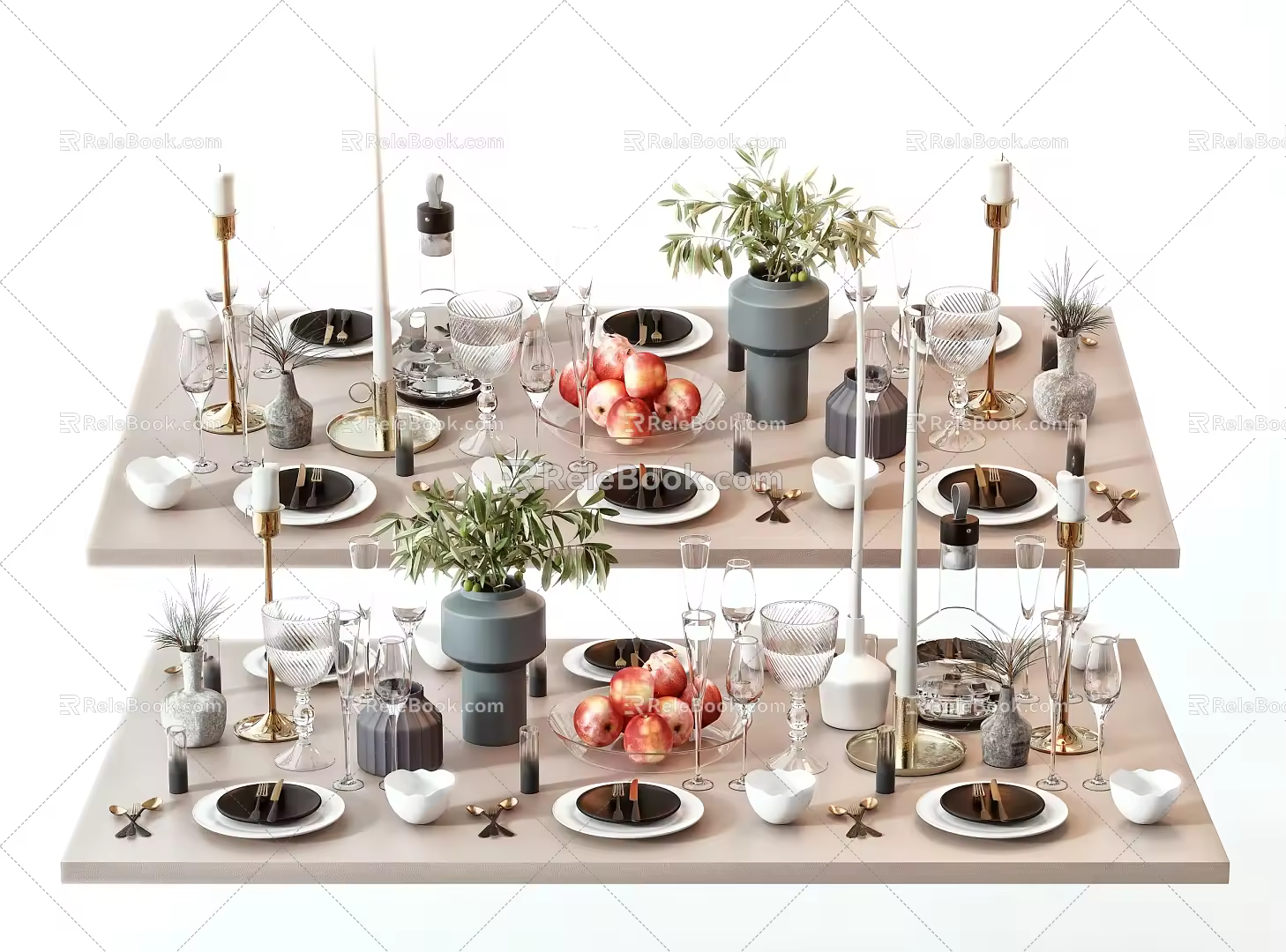 Modern Tableware Dinner Plate Tableware Combination 3d model