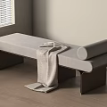 Modern bed end stool 3d model