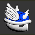 Stylish Blue Helmet With White Wings And Decorative Spikes Design Elements 3d model