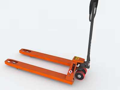 Orange Heavy Duty Manual Pallet Jack With Forks Handle Red Wheels 3d model