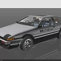 Classic White Sports Car With Fujiwara Tofu Shop Logo Two Door Coupe Design