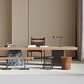 Tea Table and Chair Combination Stool Round Stool Tea Table 3d model