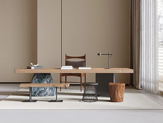 Tea Table and Chair Combination Stool Round Stool Tea Table 3d model