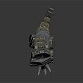 Mechanical Triceratops Robot With Armored Body Turret And Glowing Blue Lights