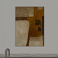 Abstract Painting With Textured Brown Beige And Black Geometric Shapes For Wall Decor