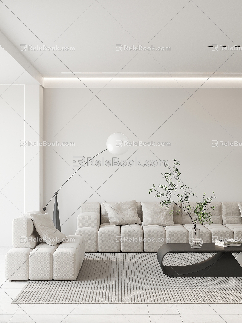 Modern Minimalist Living Room Minimalist Dining Room 3d model