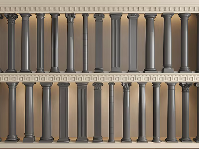 French Roman column carved column plaster column cylindrical square column 3d model