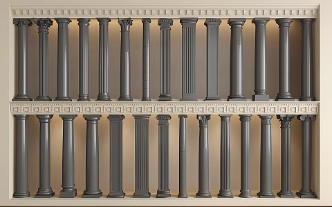 French Roman column carved column plaster column cylindrical square column 3d model