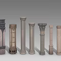 Pillar European Column Palace Stone Column 3d model