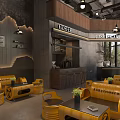 Stylish Industrial Yellow Leisure Sofa Combination For Modern Coffee Shop Comfortable Public Seating Area