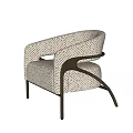 Elegant Modern Leisure Chair With Geometric Pattern Fabric And Dark Armrest