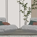Modern Lazy Sofa Single Sofa Vase Potted Background 3d model