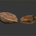 Two Natural Wooden Stone Pieces With Brown Textured Surface And Decorative Look
