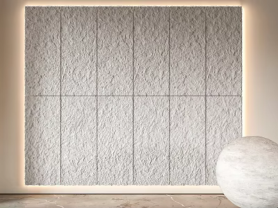 Textured Stone Background Wall With Square Tiles Arrangement Soft Lighting And White Decorative Sphere 3d model