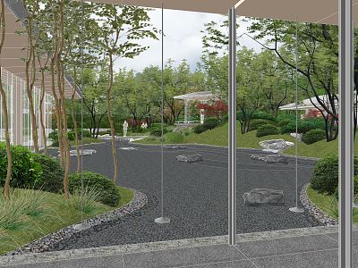 Modern Landscape Demonstration Area Landscape Pavilion Sales Office Landscape model