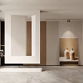 Modern Minimalist Entryway Hallway Interior Design With Wooden Accents Mirror And Marble Floor