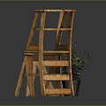 Rustic Wooden Leisure Chair Design With Green Plant And Smooth Surface