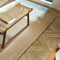 Natural Style Double Bed With Macramé Wall Hanging Palm Plants Bamboo Blinds And Woven Rug
