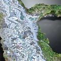Detailed Natural Terrain Model With River Rocks And Lush Green Vegetation