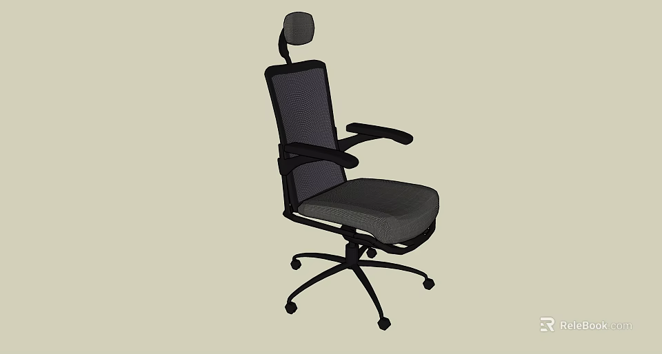 Comfortable Ergonomic Office Chair With Mesh Back Headrest Adjustable Armrests And Swivel Casters 3d model 