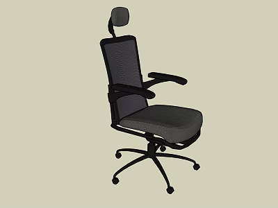 Comfortable Ergonomic Office Chair With Mesh Back Headrest Adjustable Armrests And Swivel Casters 3d model