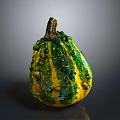 Vibrant Green and Yellow Squash with Bumpy Surface and Unique Texture 3d model