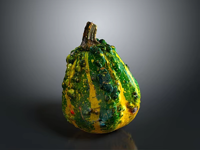 Vibrant Green and Yellow Squash with Bumpy Surface and Unique Texture 3d model