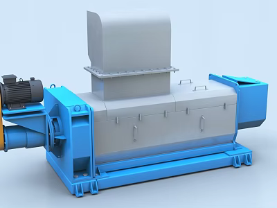 Blue And Silver Industrial Machine Featuring Motor Upper Structure And Stable Base 3d model