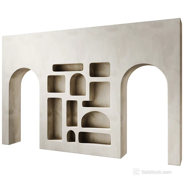 Modern Light Colored Wall Panel With Sleek Cut out Various Shapes Design 3d model 