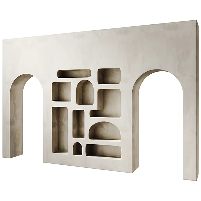 Modern Light Colored Wall Panel With Sleek Cut out Various Shapes Design 3d model