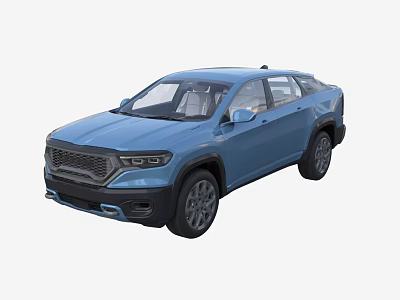 Blue Modern Pickup Truck with Sleek Front Design and Stylish Alloy Wheels 3d model