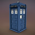 Classic Blue Police Box Structure With White Windows And Top Light 3d model
