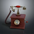 Vintage Classic Telephone With Wooden Base Rotary Dial And Metal Handset