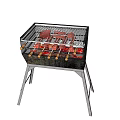 Outdoor Portable Grill With Metal Stand Stainless Steel Frame And Grilling Mesh Cooking Food