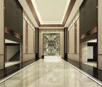 New Chinese Lobby Hall 3d model