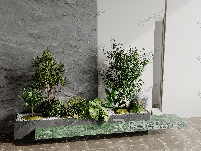 Green plant pile landscape green plant green plant combination tree pool model