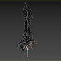 Fantasy Sword With Blue Flame Ornate Hilt And Glowing Mythical Weapon Design