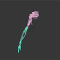 Wizard Wielding Ornate Metal Staff With Colorful Green Blue Details And Beast Claw Base Design