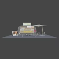 Modern Donut Food Truck With String Lights Display Window And Outdoor Seating