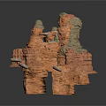 Layered Rock Formation With Orange And Gray Textures And Small Stones