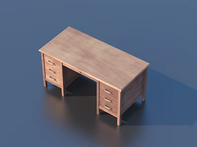 Simple Wooden Writing Desk With Drawers For Home Office Study Space 3d model